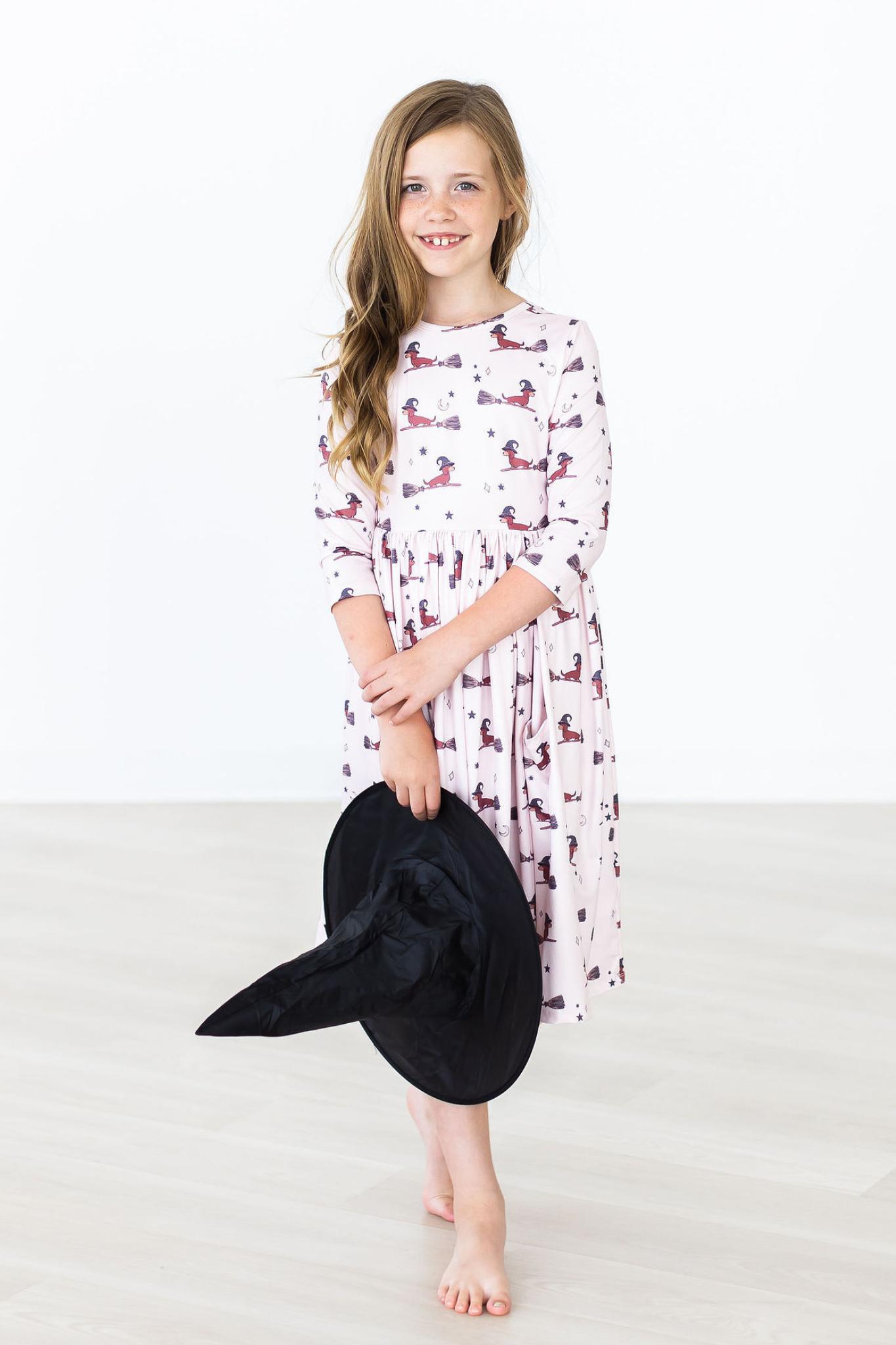 Happy Howl-oween 3/4 Sleeve Pocket Twirl Dress