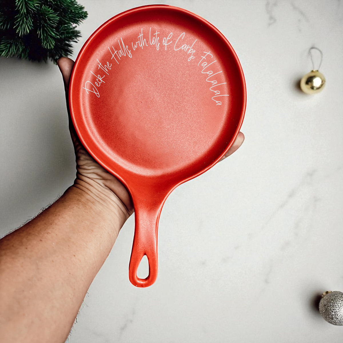 Red spoon rest for Christmas kitchen - Deck the Halls quote with carbs
Holiday home decor
White elephant kitchen gift
Holiday party prize
Holiday entertaining
Christmas kitchen ready