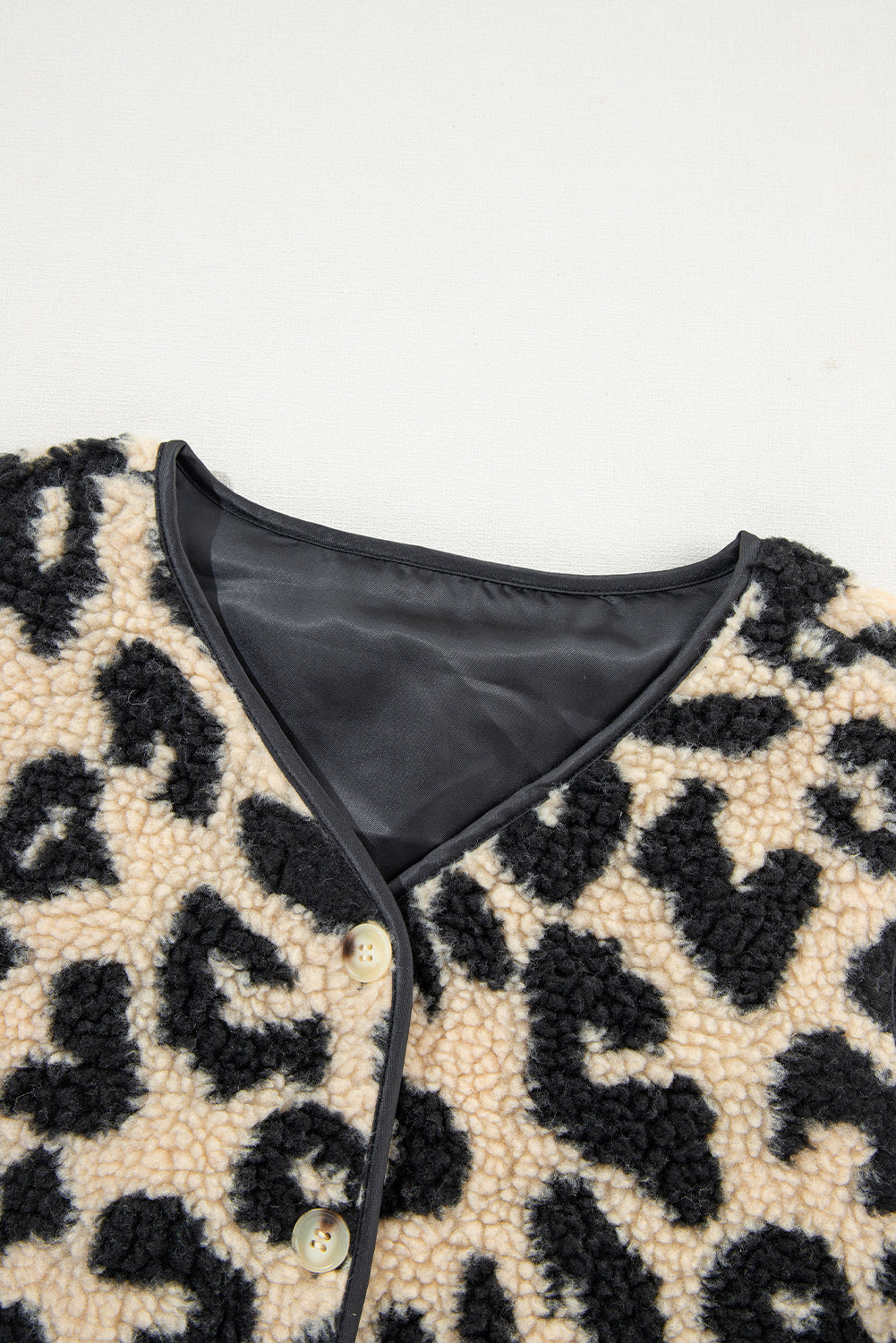 Leopard Sherpa Fleece Sleeveless Buttoned Vest Coat