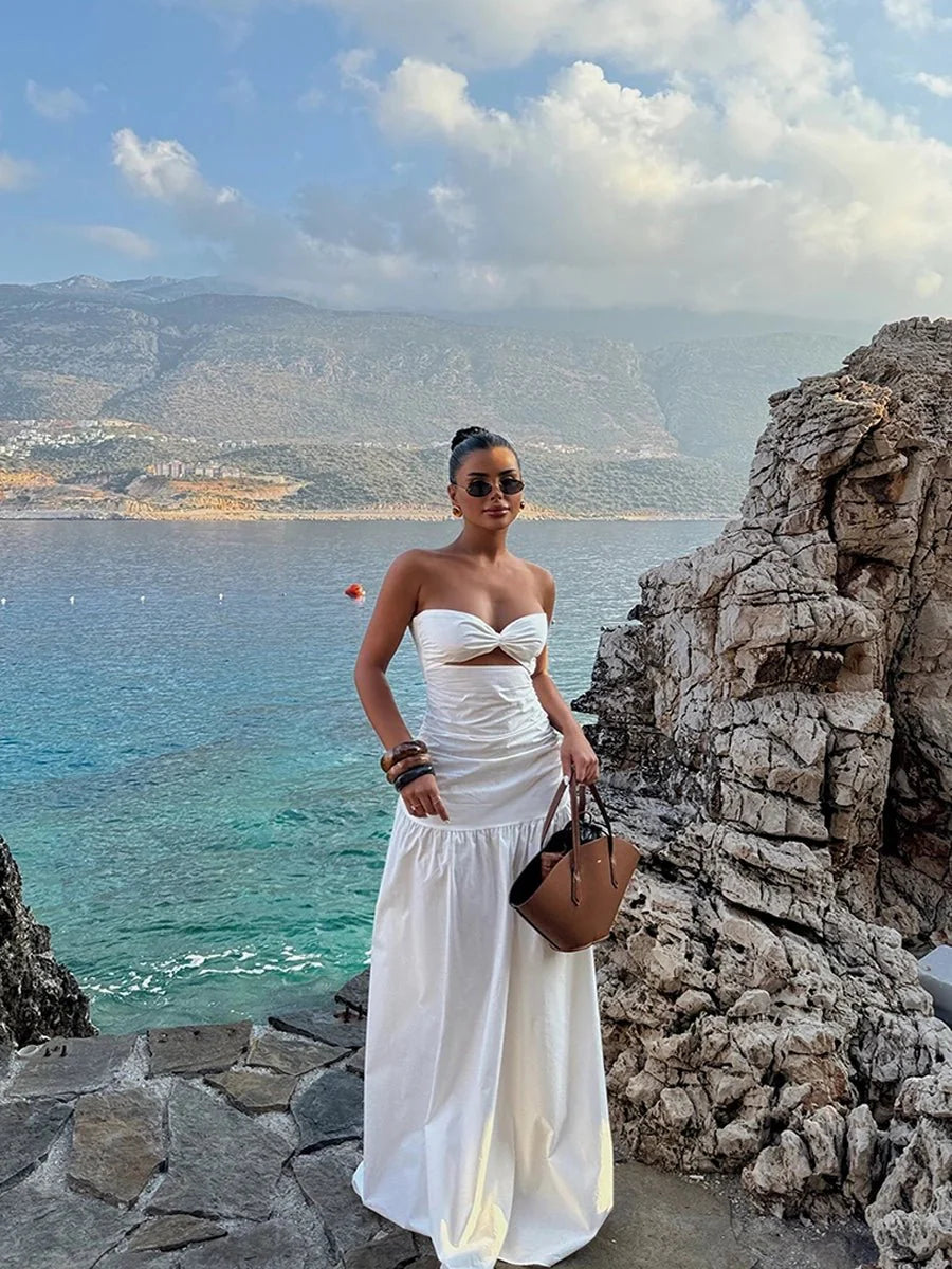 Donna Hollow-out Cinched Elegant Dress