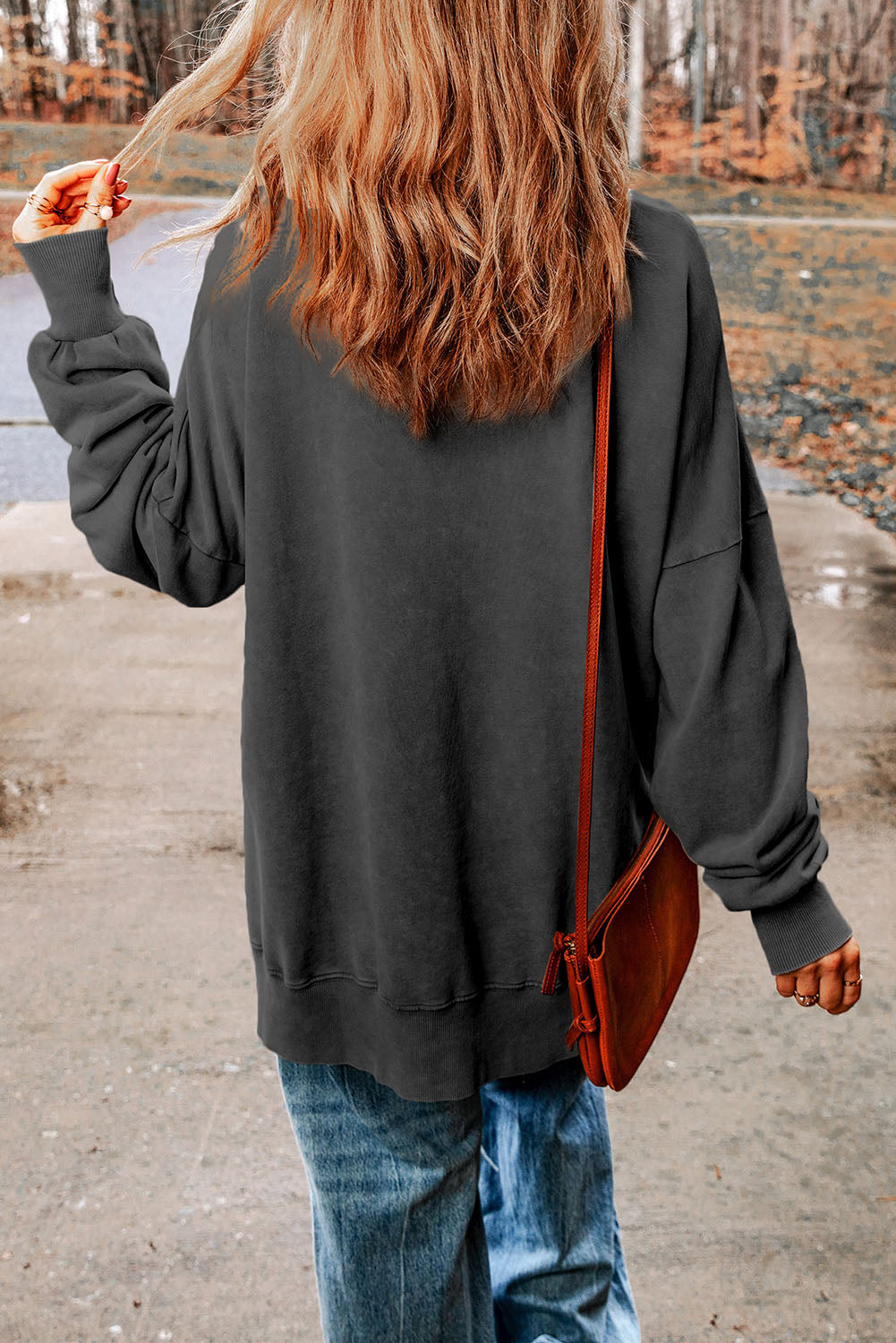 Early Access - Dropped Shoulder Round Neck Long Sleeve Blouse