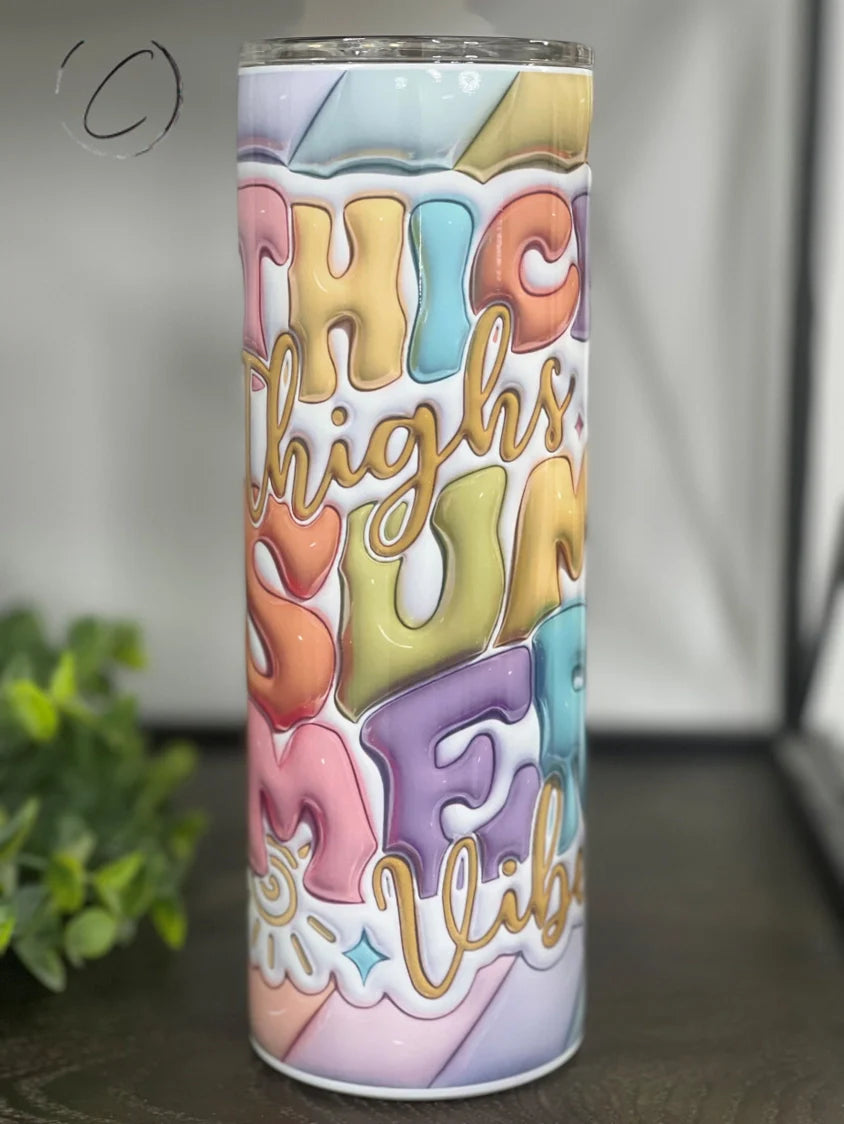 PREORDER: Thick Thighs & Summer Vibes Skinny Tumbler