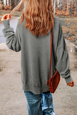 Early Access - Dropped Shoulder Round Neck Long Sleeve Blouse