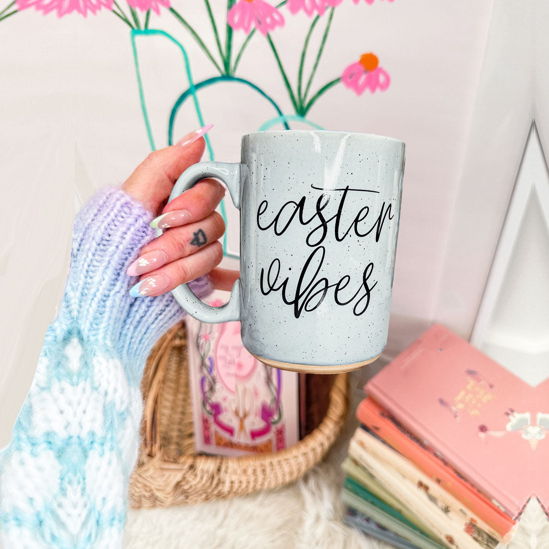 modern spring coffee mug
easter morning coffee cup
spring vibes drinkware
pastel easter collection