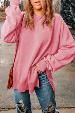 Early Access - Dropped Shoulder Round Neck Long Sleeve Blouse