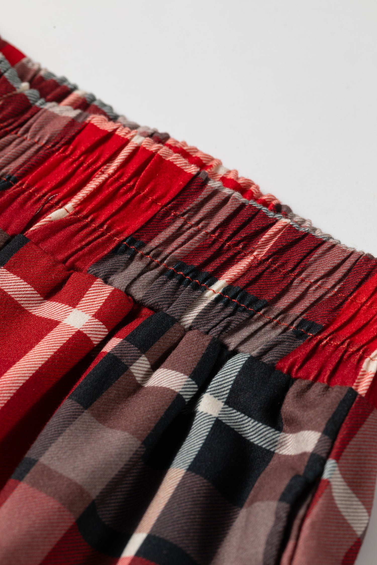 Plaid Buttoned Elastic Waist Wide Leg Pants