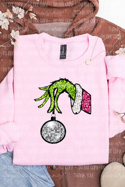 Festive Hand Faux Disco Ornament Sweatshirt