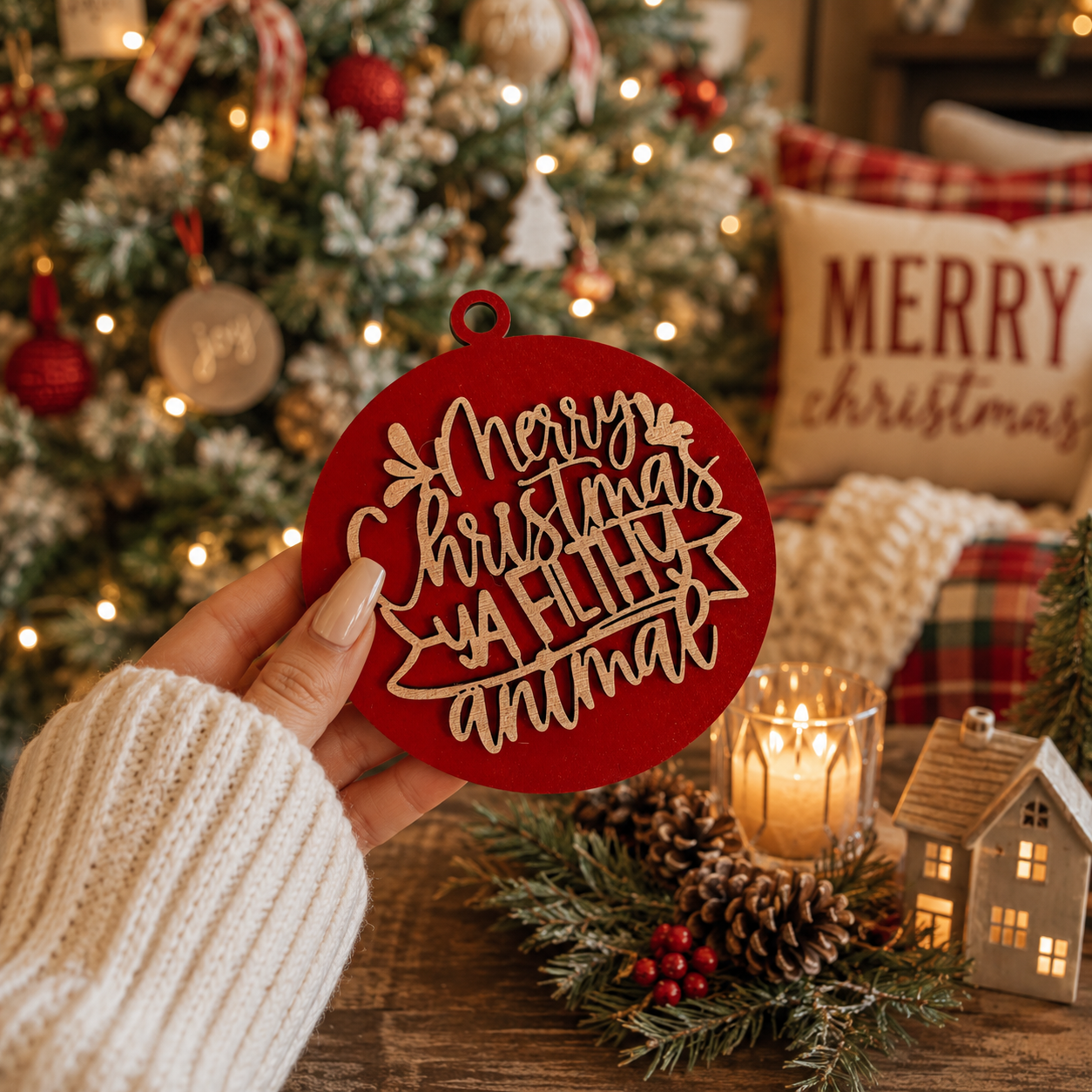Funny holiday decoration • Christmas movie décor • Secret Santa gift • White Elephant gift • Funny Christmas gift • Christmas ornament exchange • Holiday home décor • Christmas keepsake ornament • Modern farmhouse Christmas decoration • Funny family Christmas ornament • Movie lover Christmas gift