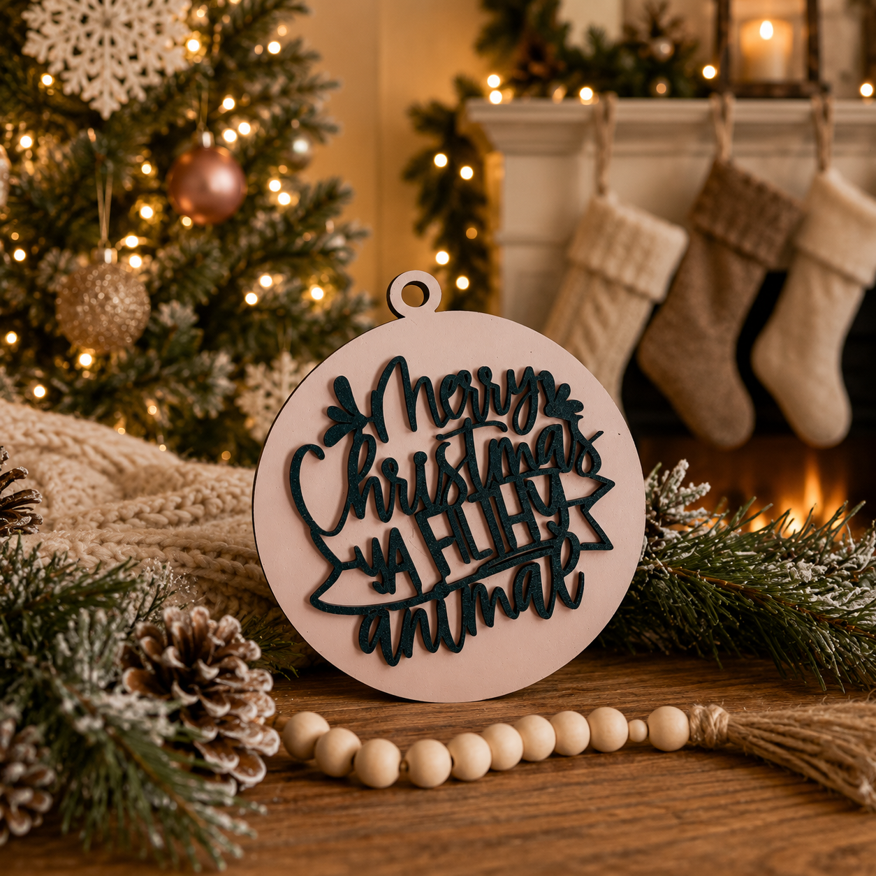 Modern rustic Christmas ornament
Unique wooden Christmas decoration
Festive Christmas tree ornament with funny saying
Collectible Christmas ornament
Handmade-style wooden holiday ornament
Christmas ornament gift for coworkers
Funny holiday home decoration for Christmas lovers