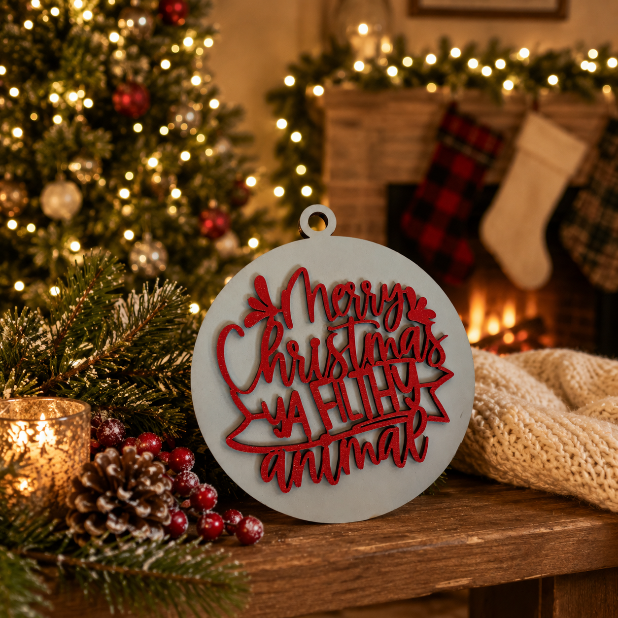 Holiday hanging decoration • Rustic holiday décor • Handmade wooden ornament • Christmas tree decorations • Christmas gifts for movie lovers • Funny Christmas sayings ornament • Unique Christmas ornament • Holiday collectible ornament • Christmas décor ideas • Holiday home accessories