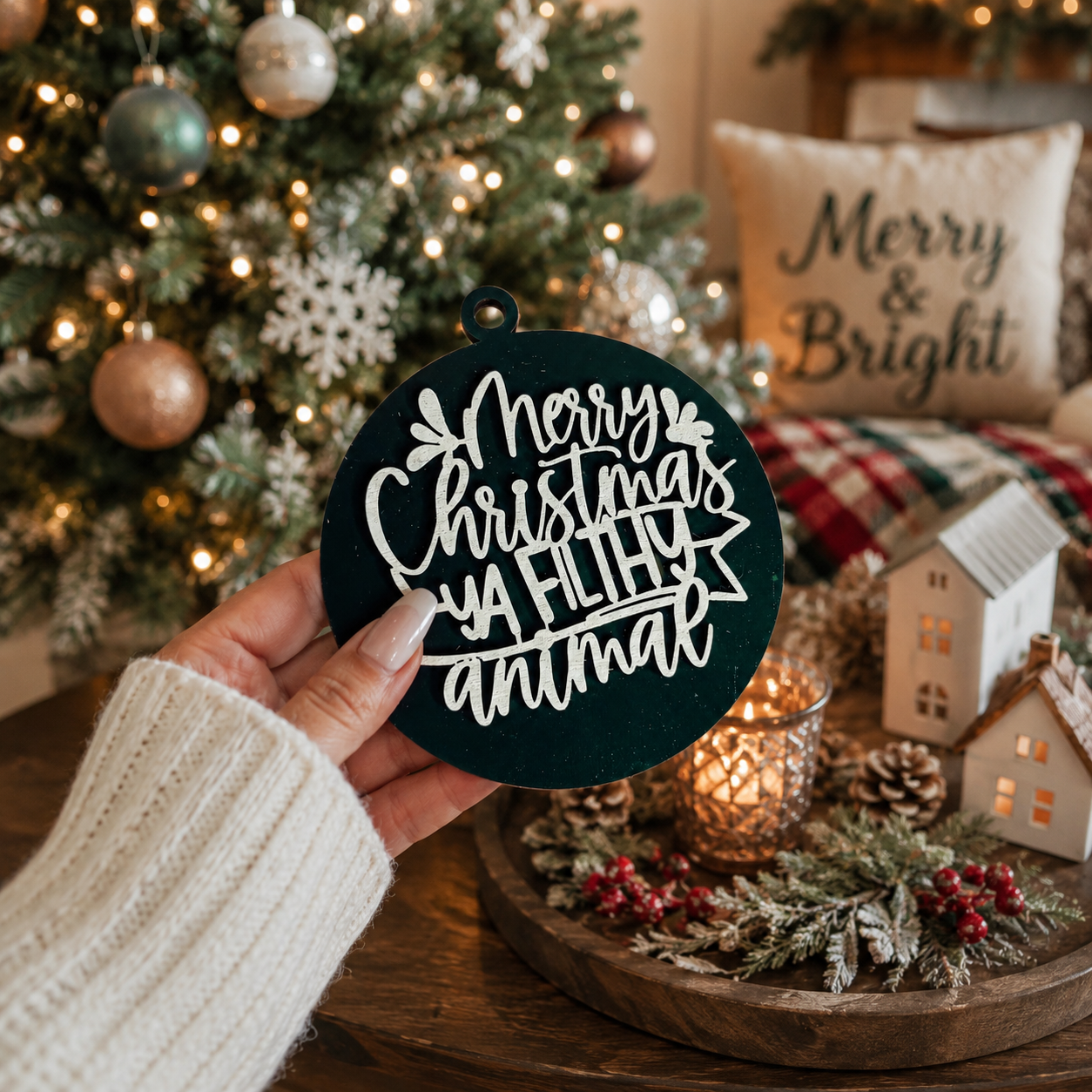Laser engraved ornament • Christmas nostalgia gift • Funny stocking stuffer • Family Christmas decoration