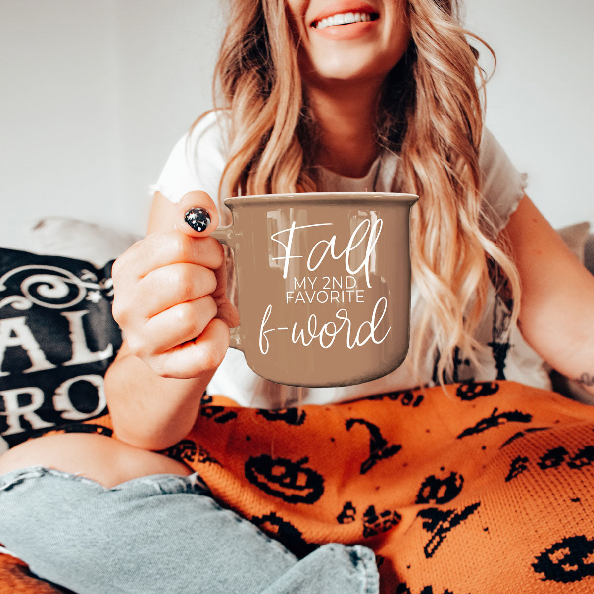 sassy fall quote mug for women who love coffee
rustic fall coffee mug for farmhouse kitchen decor
adult humor autumn mug for cozy nights in