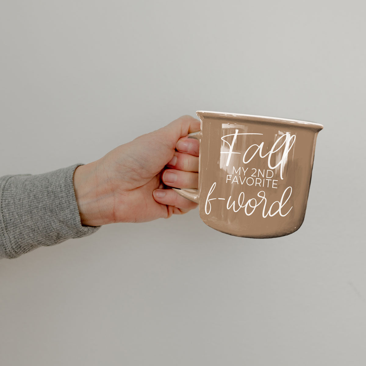 funny fall coffee mug with playful script text
autumn latte mug for pumpkin spice and cozy nights
cheeky fall quote coffee cup for sarcastic women
fall humor mug next to pumpkin and sweater
neutral brown fall mug perfect for seasonal coffee bar