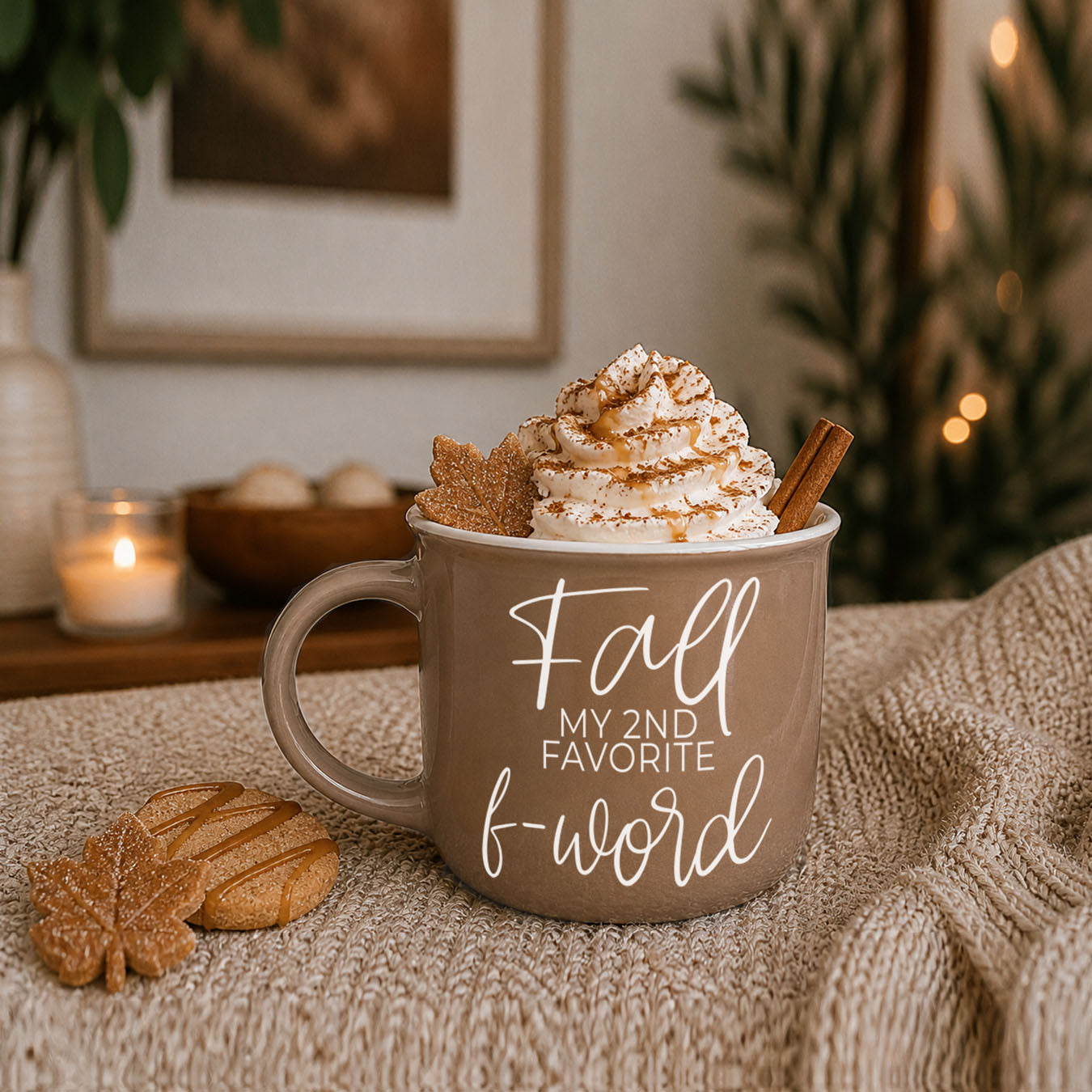 funny fall coffee mug on neutral background
autumn coffee cup with cheeky f word phrase
tan enamel style mug with fall quote
fall humor mug for pumpkin patch season
cozy fall vibes mug with sarcastic saying
cute autumn coffee cup for fall loving moms
funny f word mug for pumpkin spice queens
fall is my second favorite f word latte cup