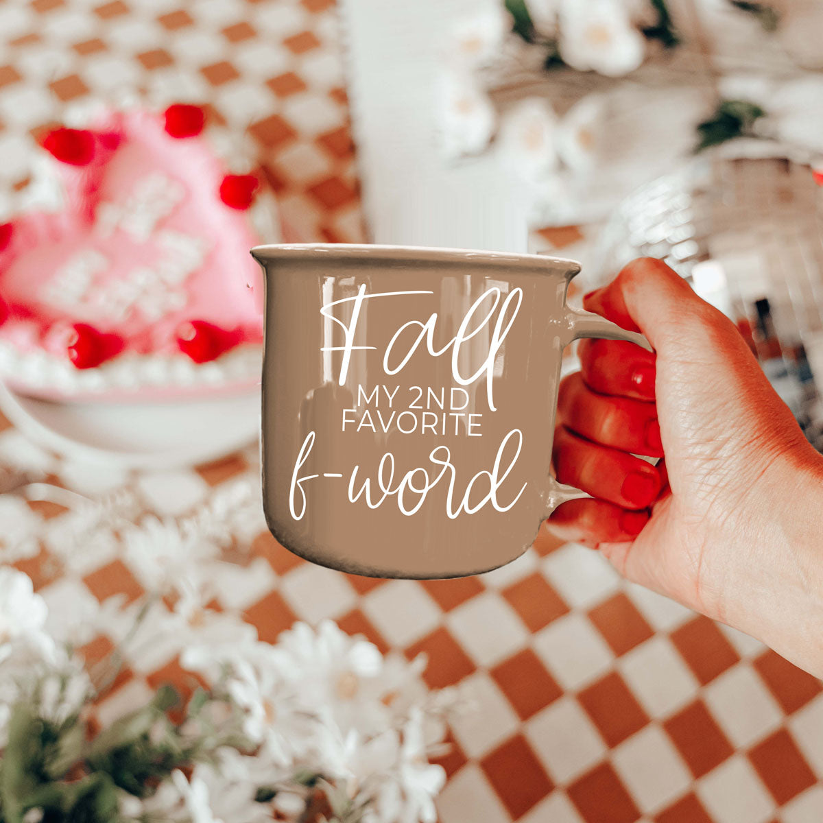 funny coffee mug for sweater weather season
autumn farmhouse style mug with cheeky quote
funny fall gift idea for coworkers coffee lovers
modern script fall quote mug for women
neutral fall coffee cup on white background