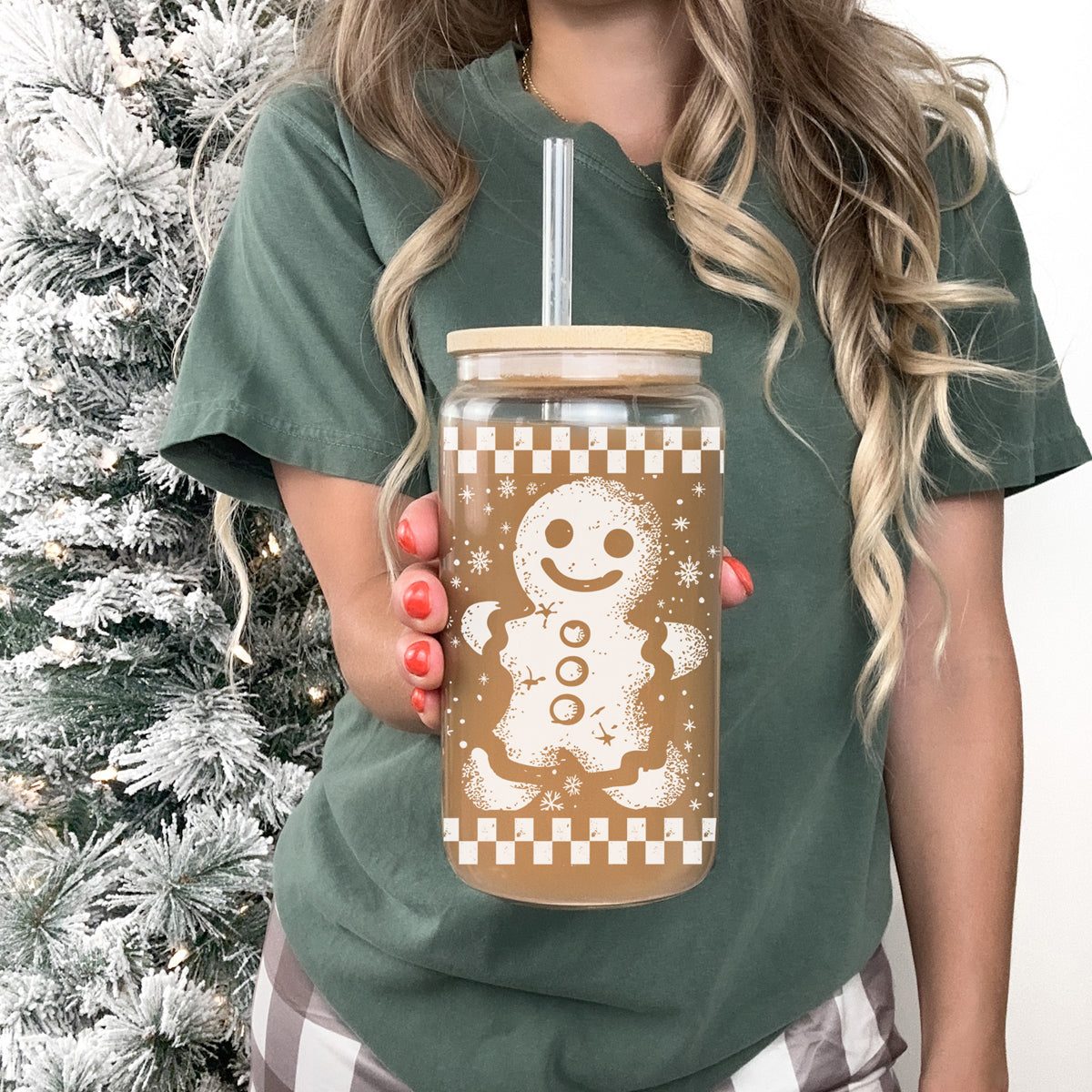 Bulk Eco-friendly Christmas coffee mug – reusable glass tumbler with bamboo lid and straw
Holiday coffee accessory – 17oz glass tumbler for Christmas kitchen or coffee bar