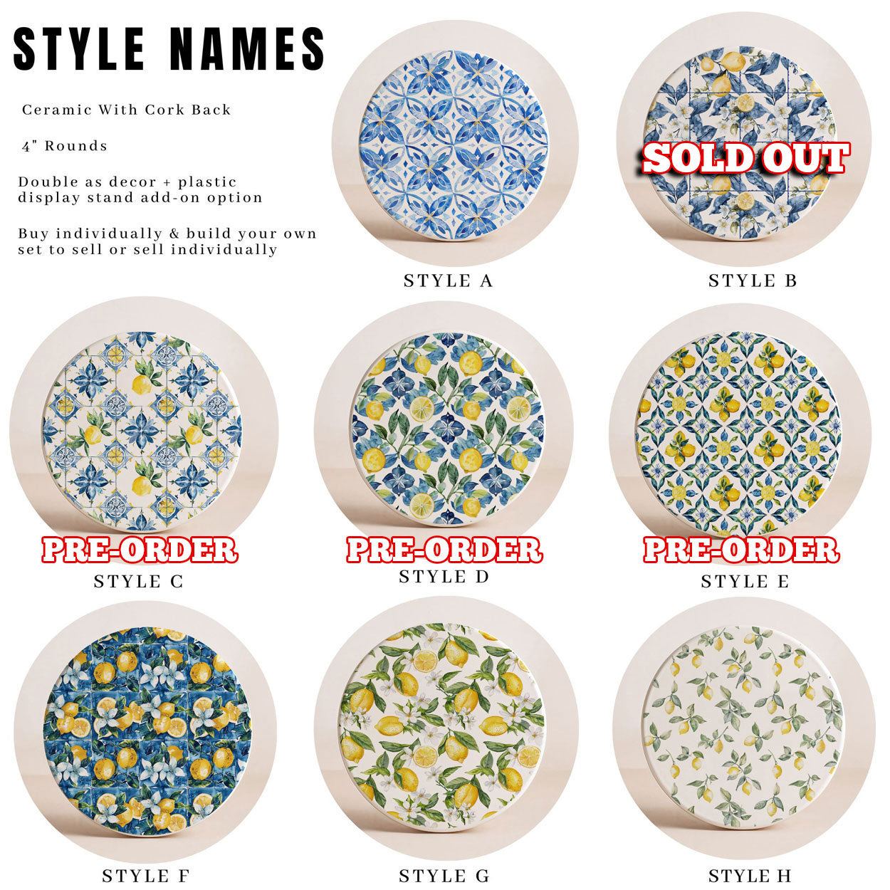 Mediterranean Lemon Coasters