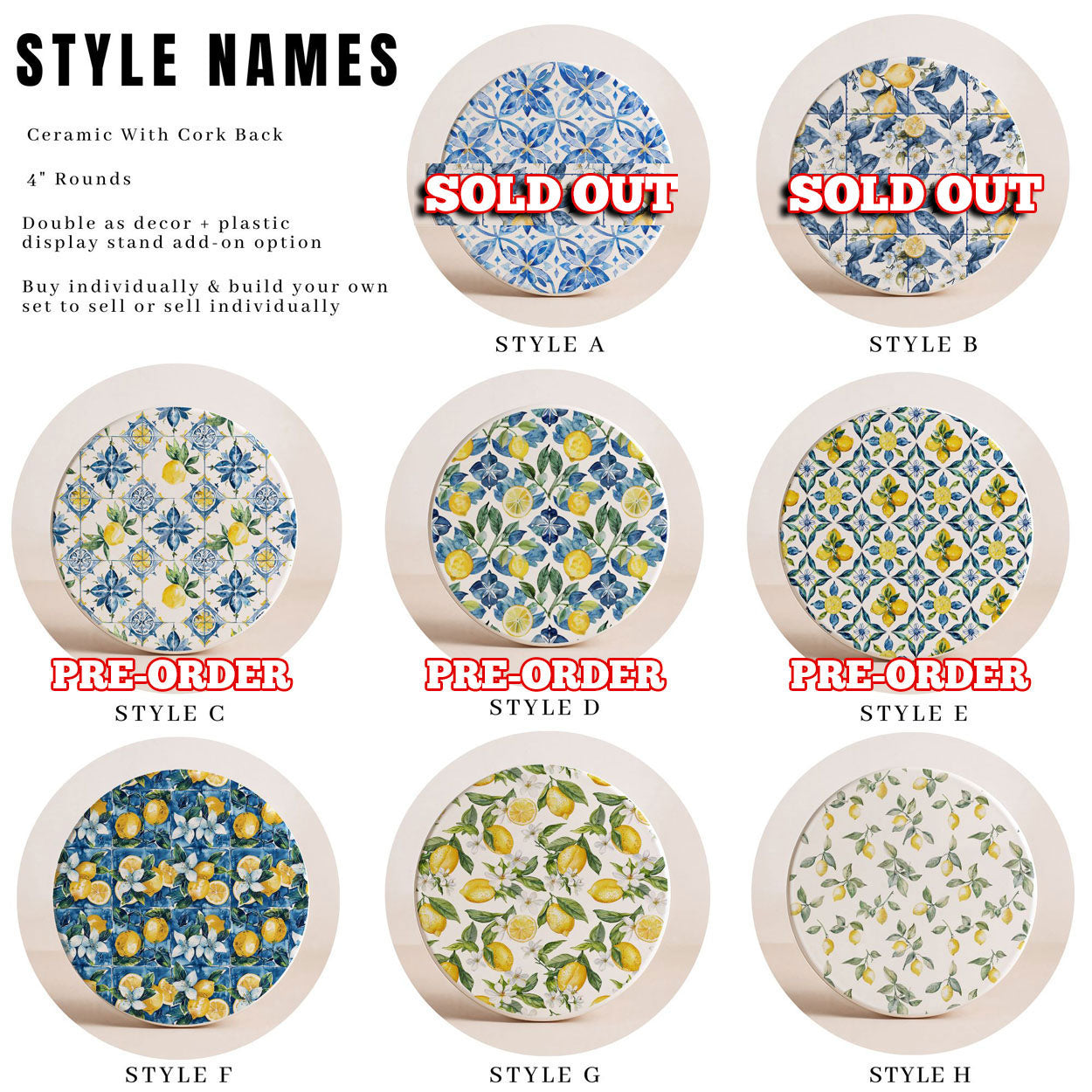 Mediterranean Lemon Coasters