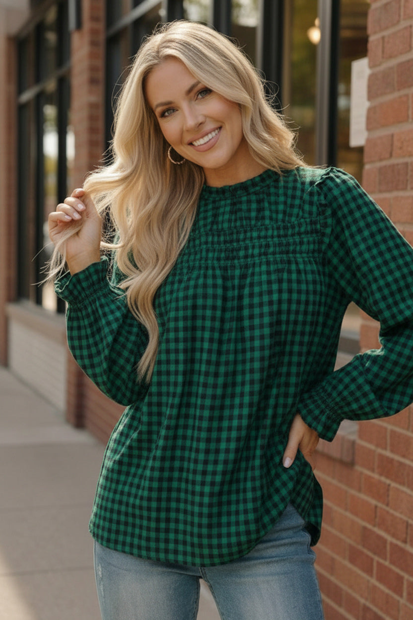 Wildwood Check Green Smock
