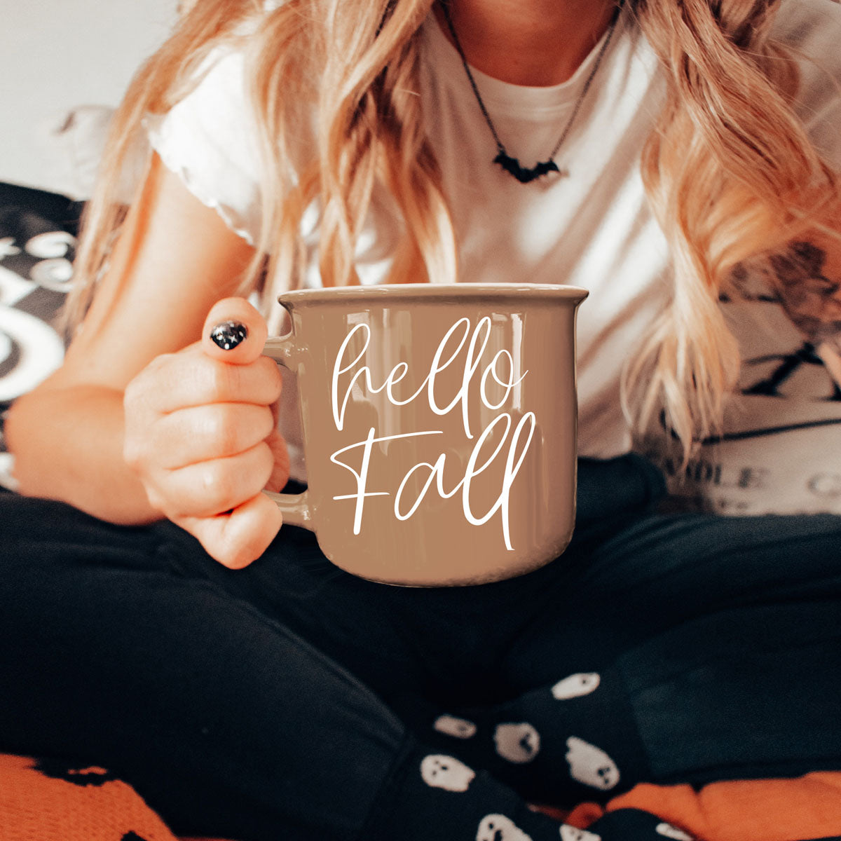 hello fall fall kitchen mug near coffee maker
hello fall mug for PSL bar and hot cocoa station
hello fall fall lover mug for home or office
hello fall mug for fall tiered tray styling
hello fall neutral mug with candle and greenery
hello fall mug on white marble countertop
hello fall coffee mug for fall obsessed women