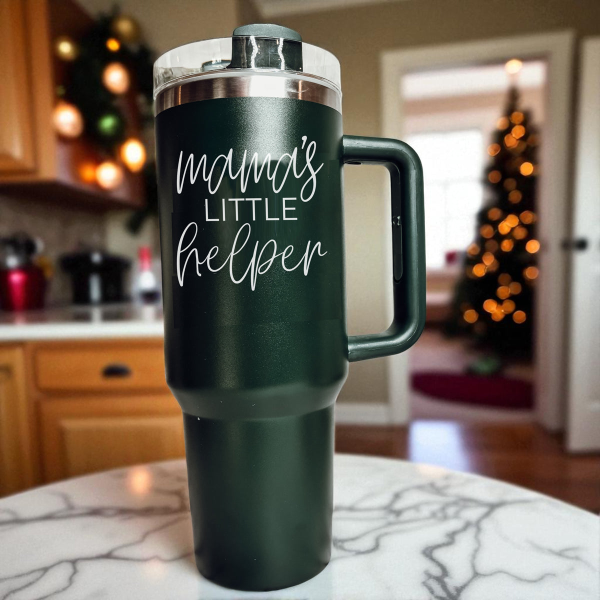 40oz insulated Christmas mom tumbler - mamas little helper holiday cup
Double wall Christmas tumbler for moms - mamas little helper 40oz
Christmas mom tumbler with handle - mamas little helper 40oz holiday