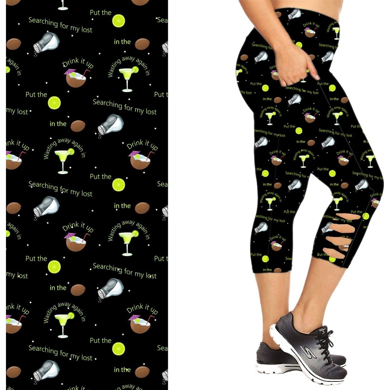 Margarita Leggings  Criss CrS-L = OSs  Capri Style Party in Black with Pockets