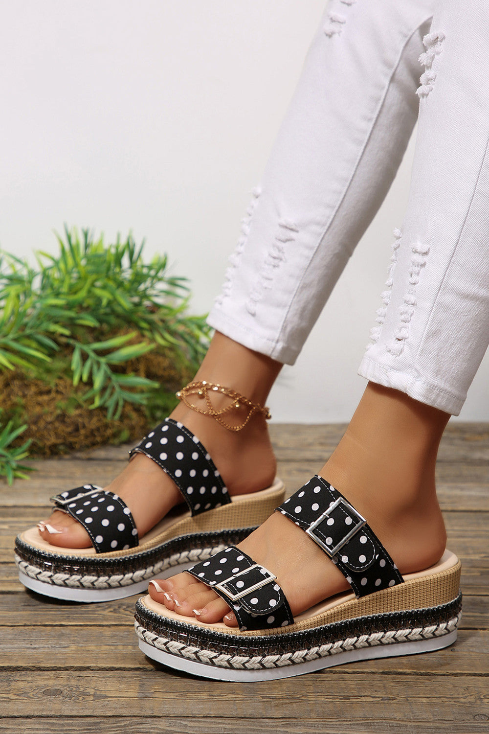 Polka Dot Platform Buckle Shoes WTW