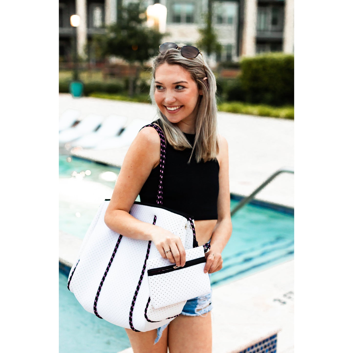 Ready to Ship | The Crystal - Gorgeous Neoprene Bag - White *