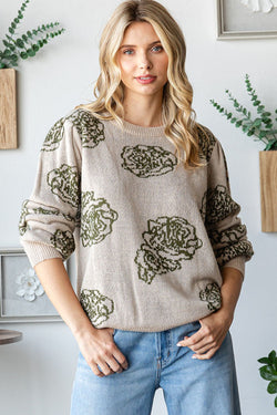 One Wild Rose Olive Cozy Sweater