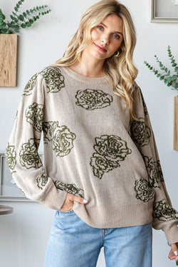 One Wild Rose Olive Cozy Sweater