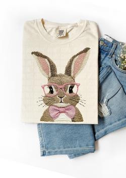 Nerdy Bunny Faux Embroidery Comfort Colors T-Shirt