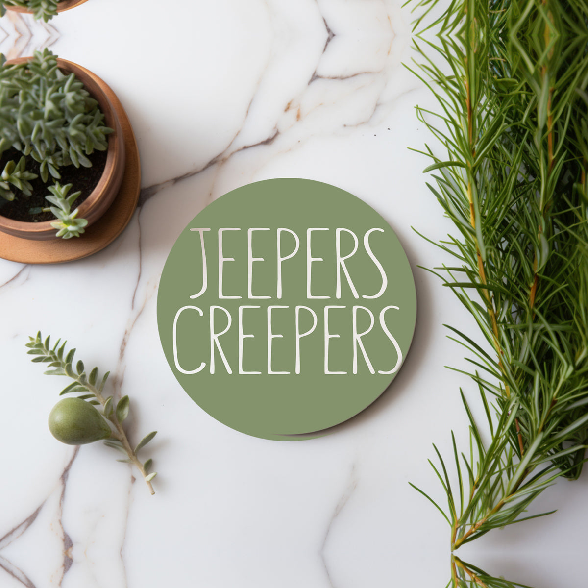 Feeling Wicked green Halloween coaster with cork backing
Jeepers Creepers monster themed ceramic coaster in green
Eek! green Halloween coaster with protective cork base
Collection of green monster saying coasters for spooky decor