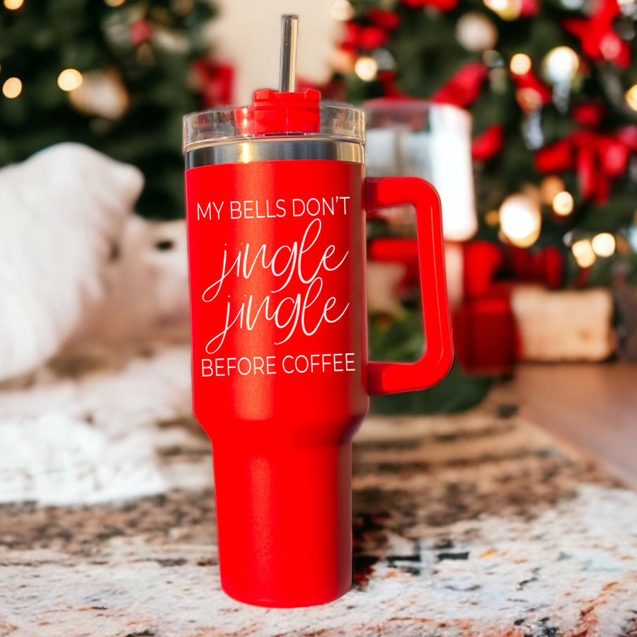 Christmas morning tumbler red - my bells dont jingle jingle before coffee 40oz
Holiday coffee tumbler 40oz - my bells dont jingle jingle before coffee red
Christmas Stanley 40 oz Tumblers
