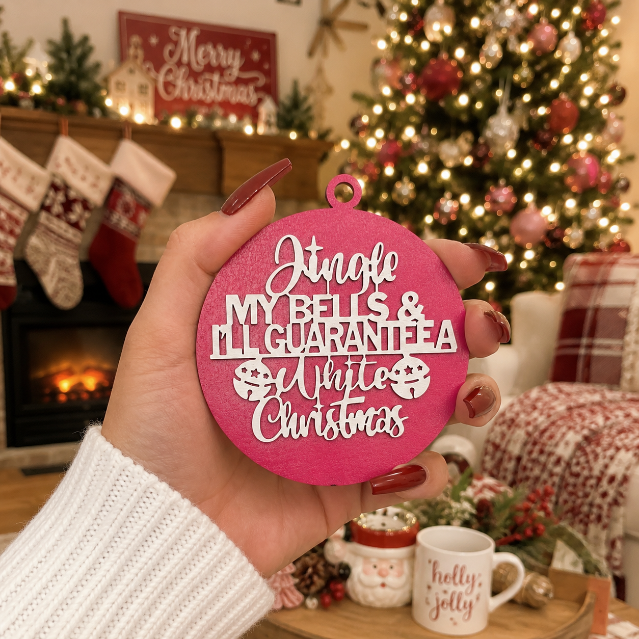 Jingle My Bells & I'll Guarantee a White Christmas Wooden Ornament
Funny Adult Christmas Ornament – Jingle My Bells Christmas Tree Decoration
Naughty Christmas Ornament | Layered Wooden Holiday Ornament