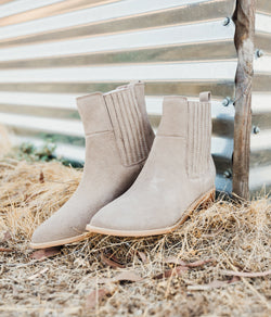 Leonor Suede Ankle Boot in Taupe