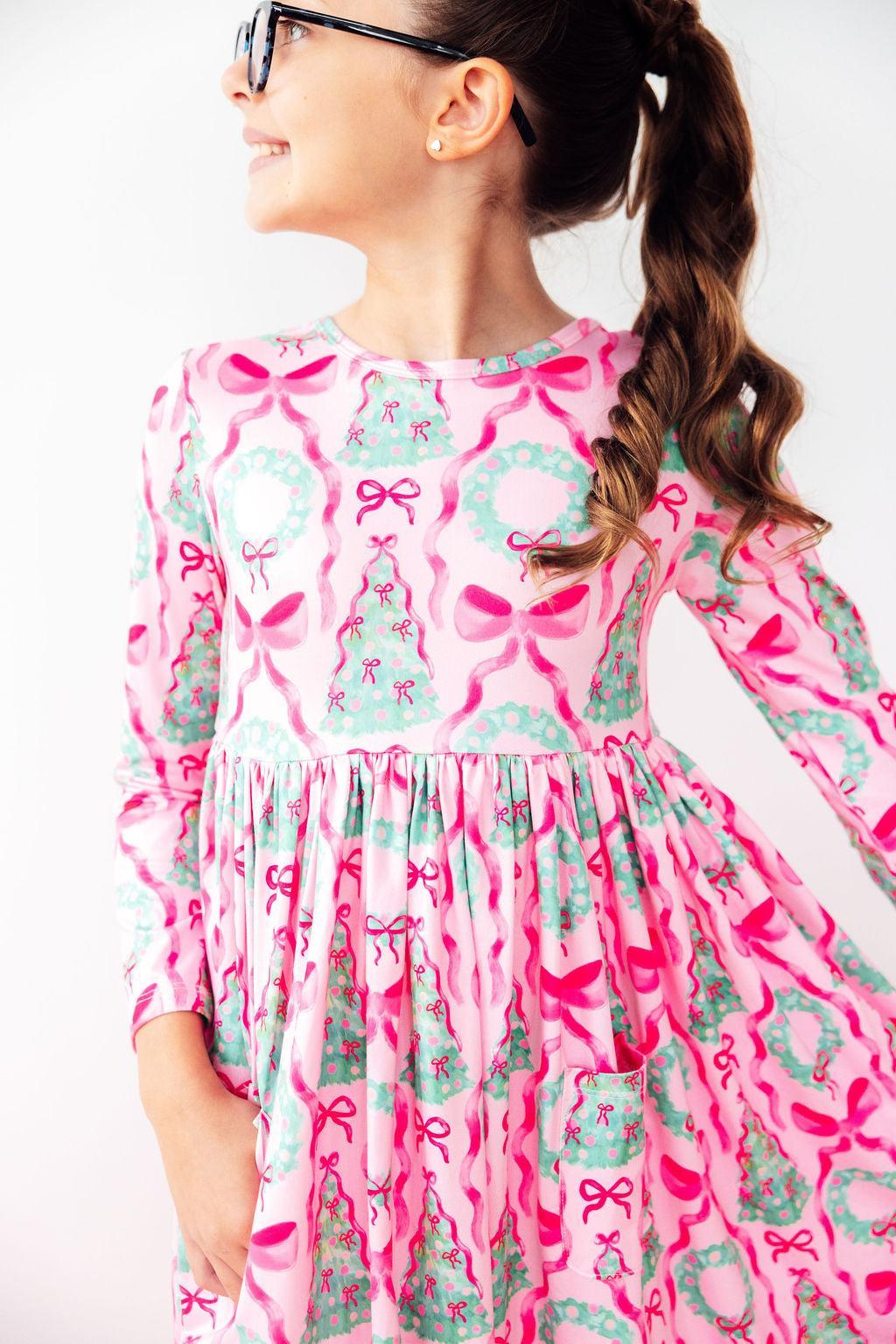 Jingle Bows L/S Pocket Twirl Dress