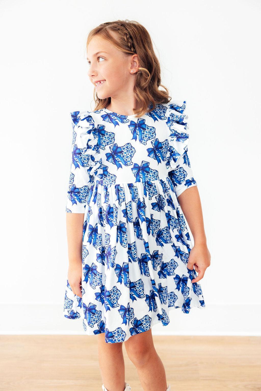 Lone Star 3/4 Sleeve Ruffle Twirl Dress