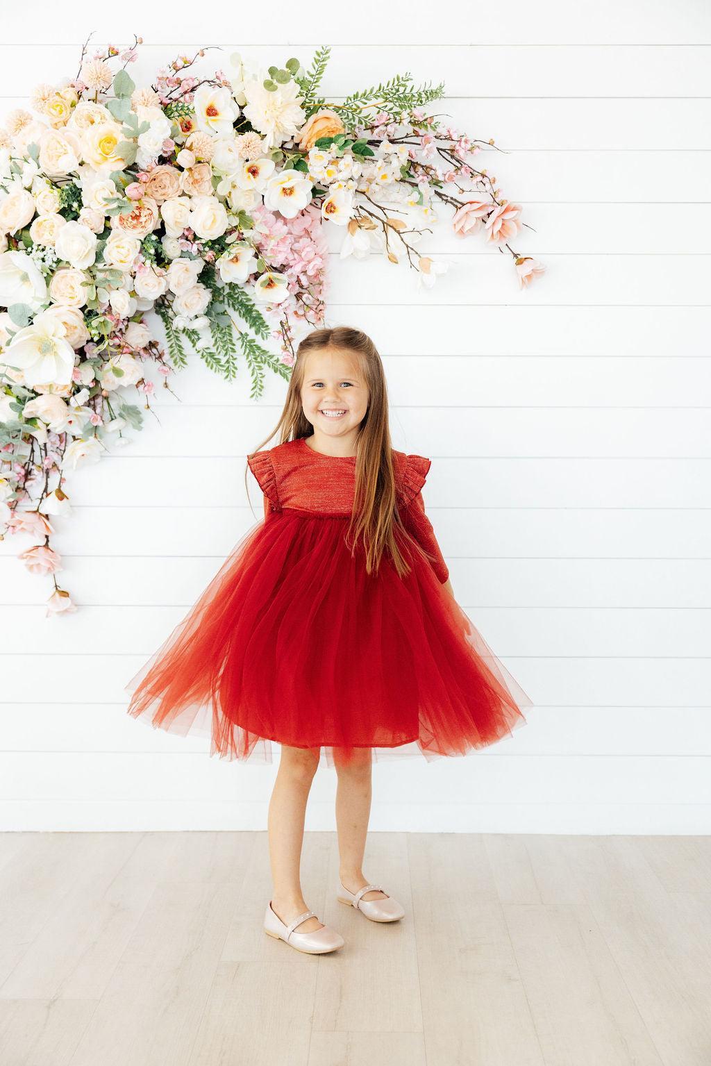 Pumpkin Spice Shimmer 3/4 Sleeve Tutu Dress