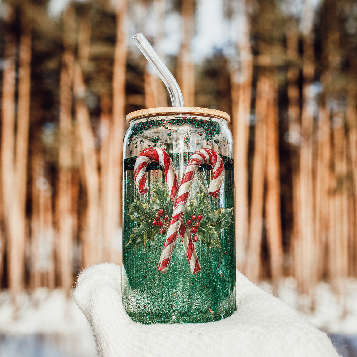 Trendy Christmas gifts candy cane holly glass tumbler 17oz - Holiday traditional drinkware bamboo lid
Cute Christmas drinkware candy cane holly glass tumbler 17oz - Holiday traditional coffee cup bamboo lid
