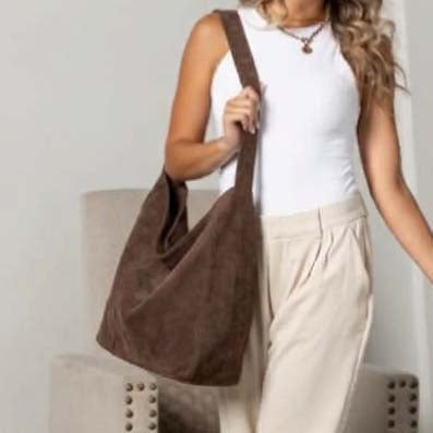 Miranda Oversize Suede Hobo Carryall Shoulder Bag