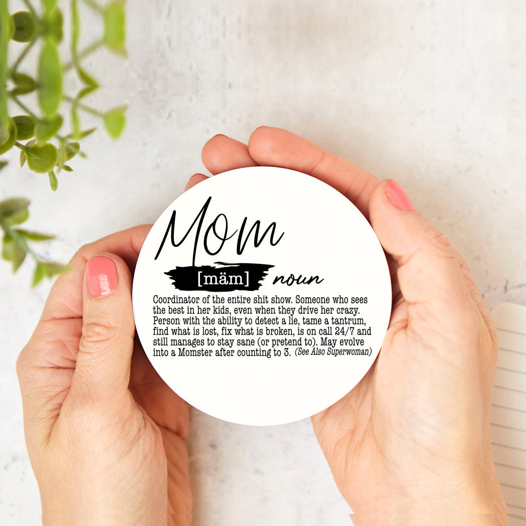 New parent coasters
Mother's Day coaster set
Humorous dad gifts
Parent humor presents
Family definition gifts