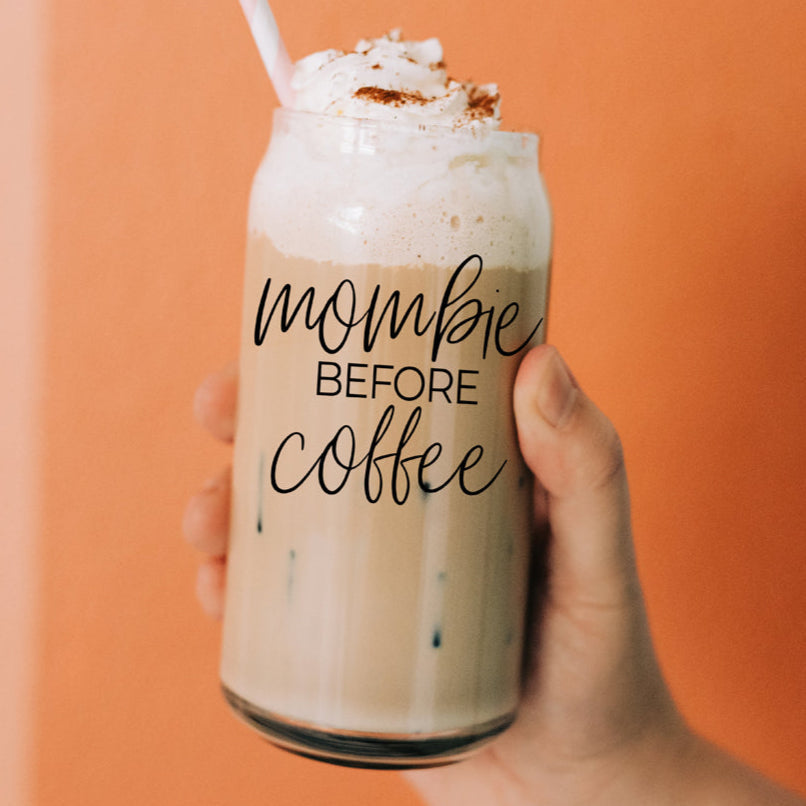 Mombie coffee glass tumbler with bamboo lid
Mom life essential glass tumbler set 20oz