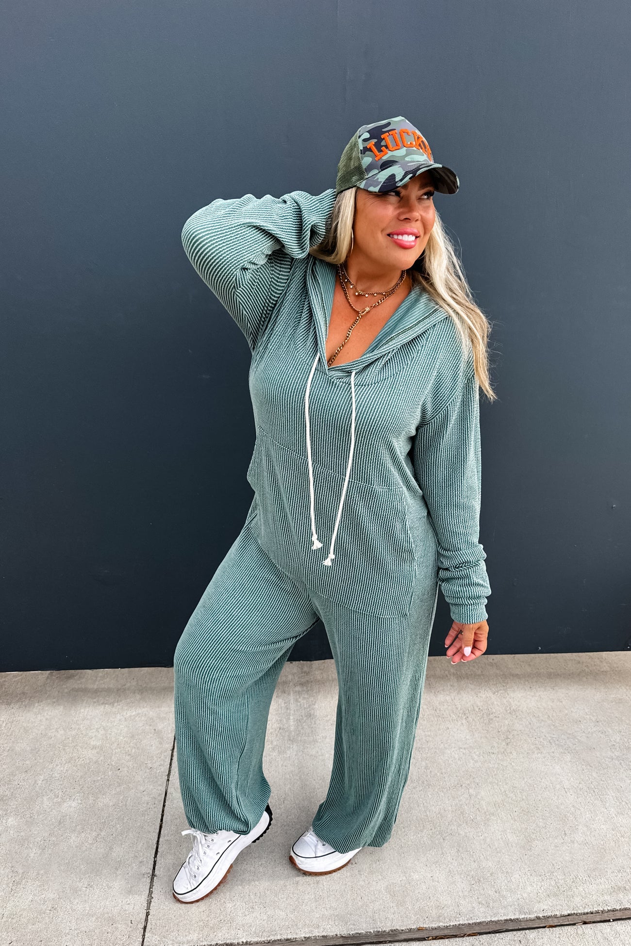 PREORDER- RIBBED HAYDEN HOODIE JUMPSUIT