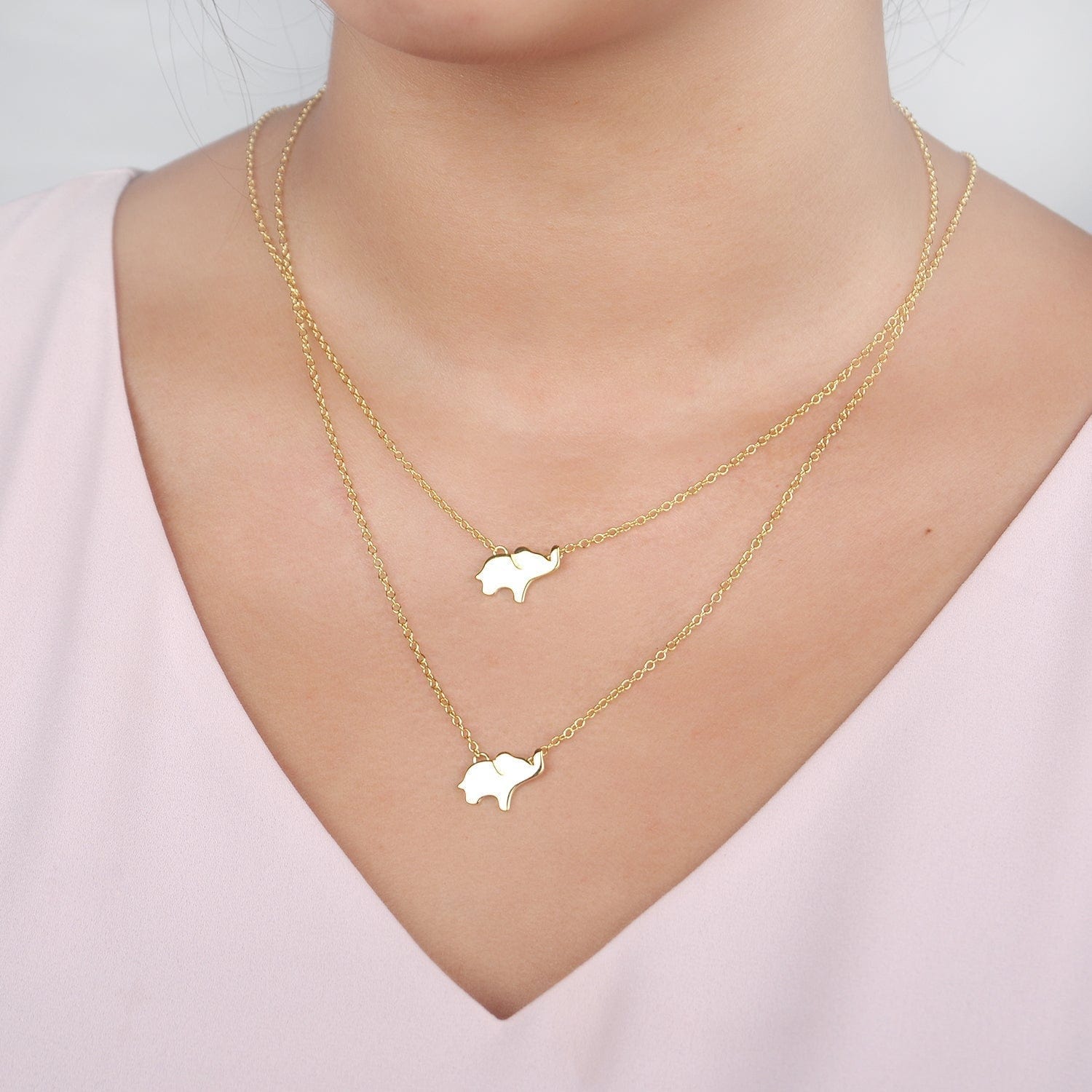 Mother & Daughter Elephant Necklace Set