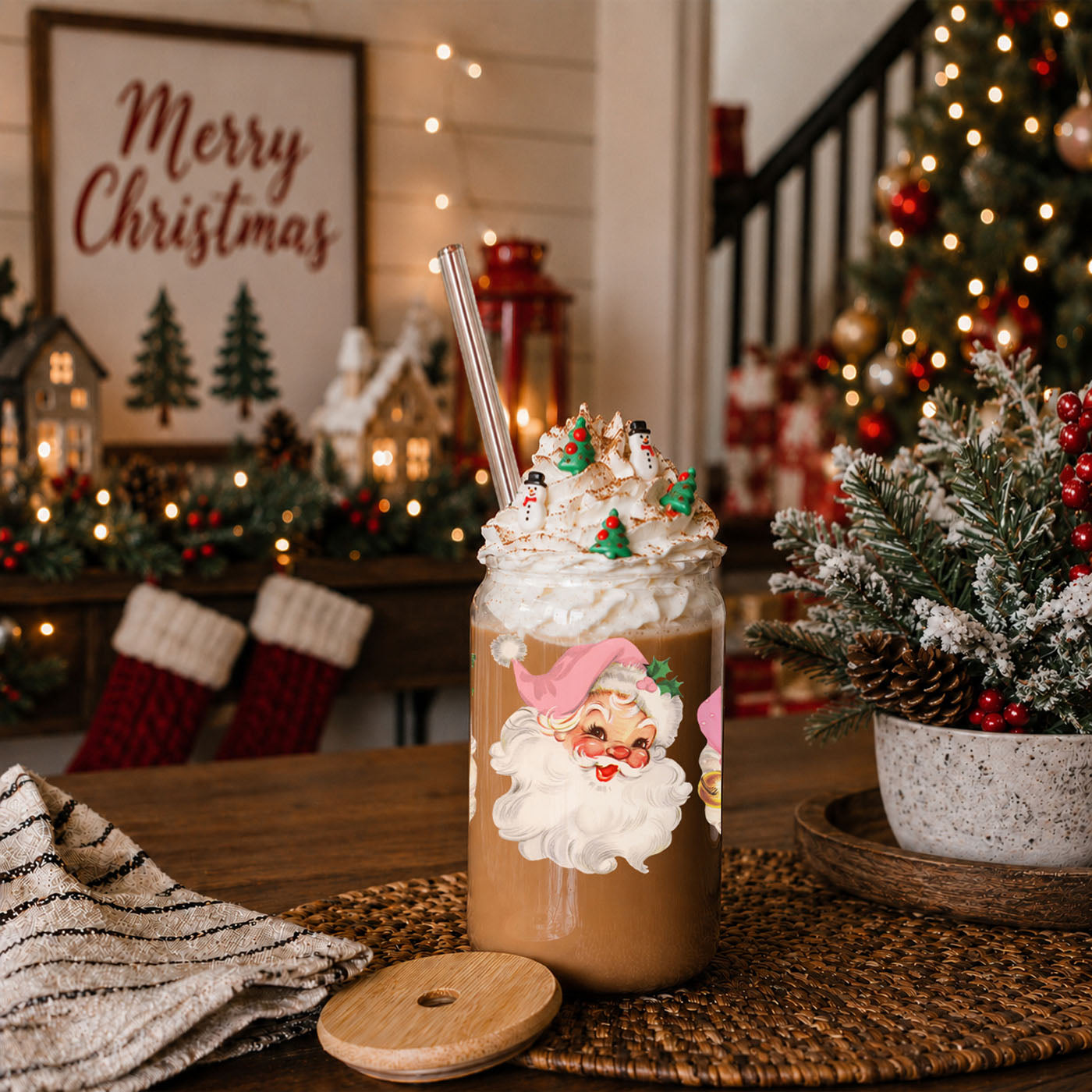 Vintage Pink Santa