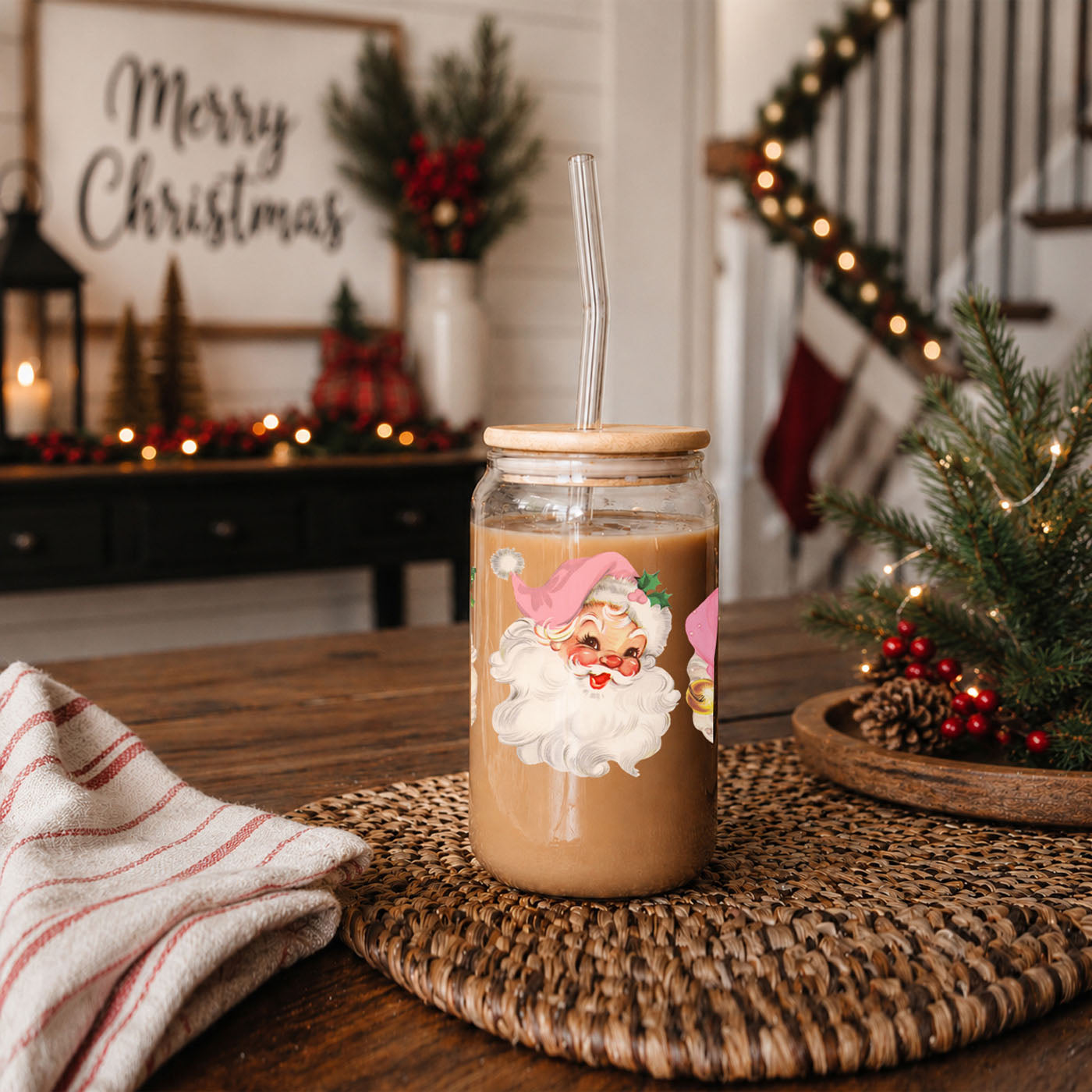 Vintage Pink Santa