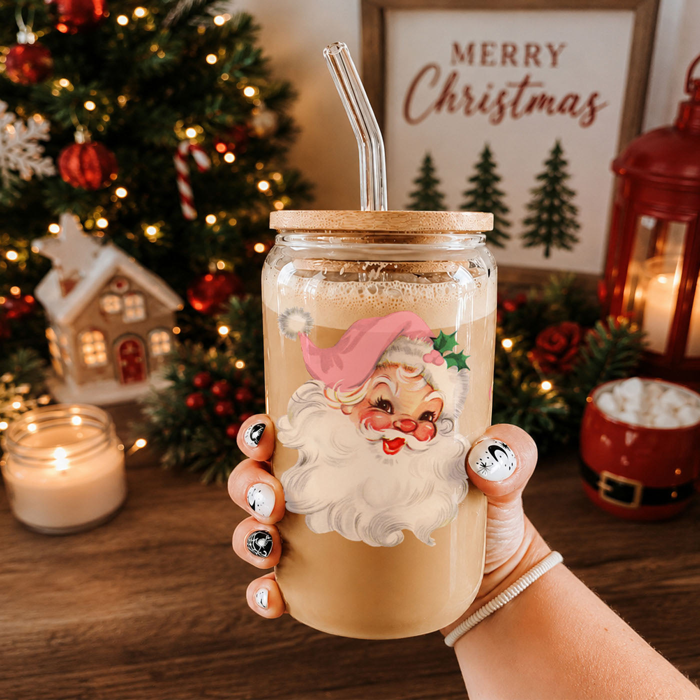 Vintage Pink Santa