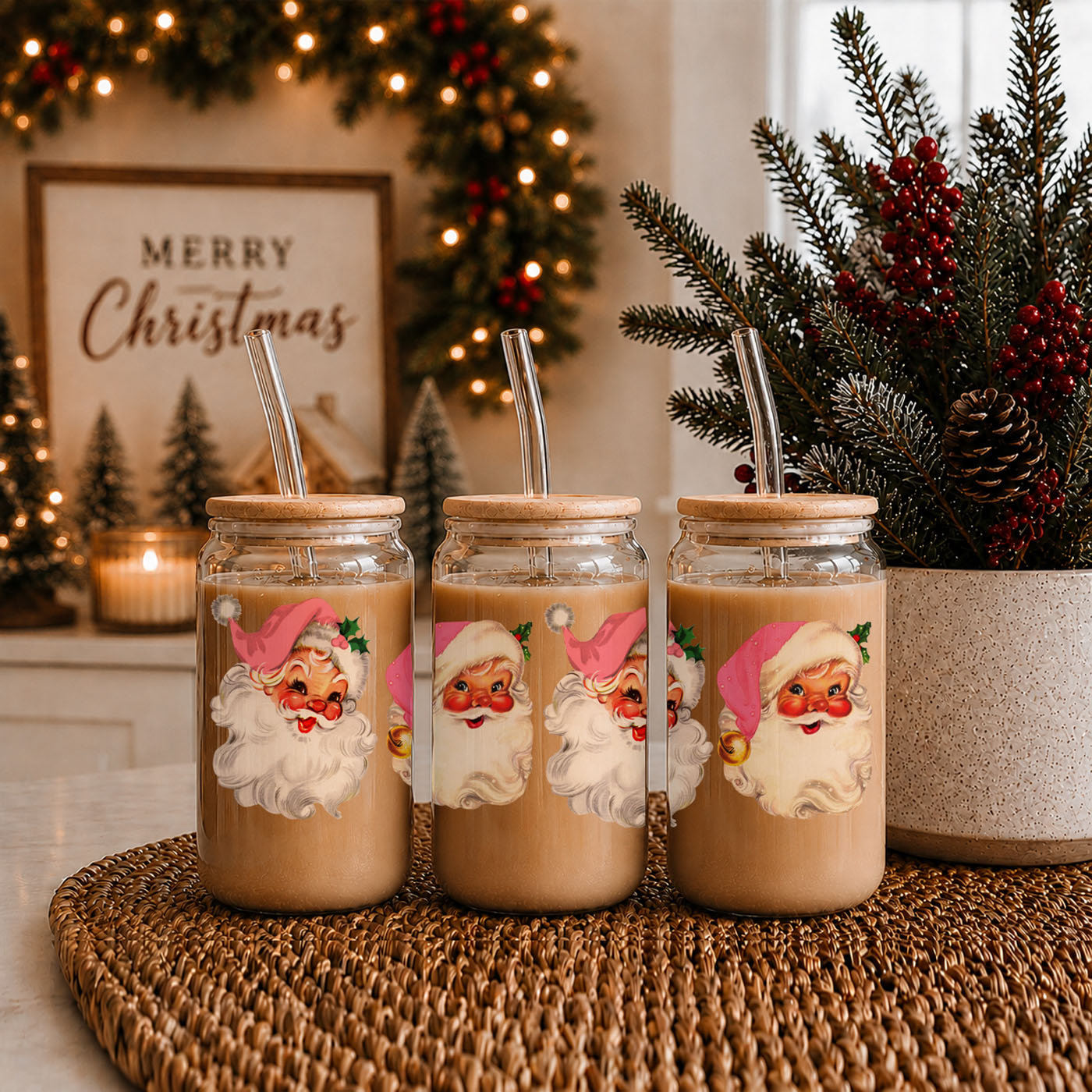 Vintage Pink Santa