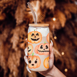 Halloween mason jar style drink container
Fall decor drinking glass
Spooky season tumbler
Halloween party drinkware
Halloween gift for coffee lovers