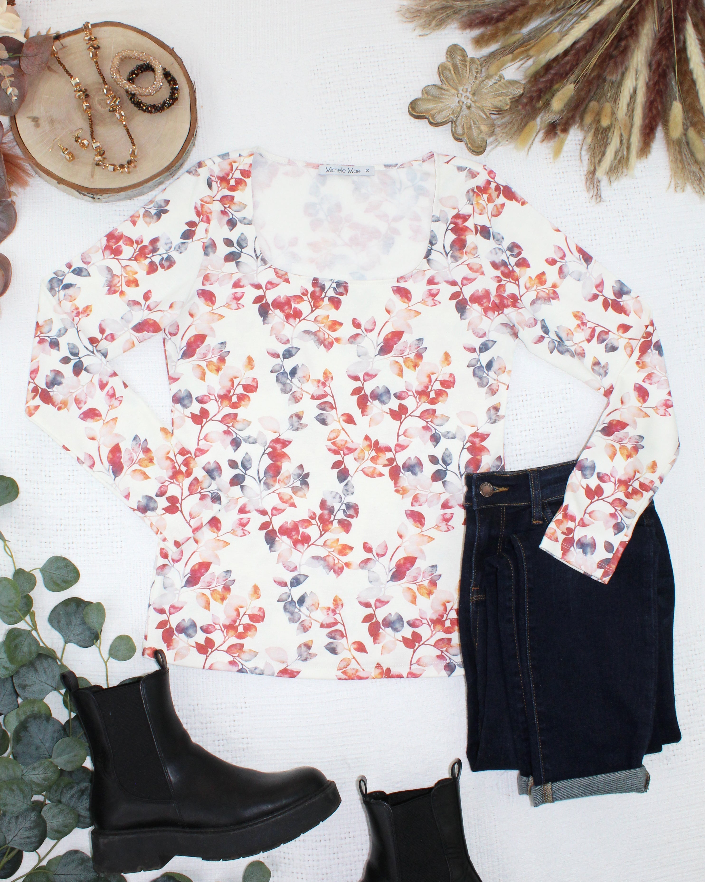 Alyssa Long Sleeve Top - Autumn Watercolor